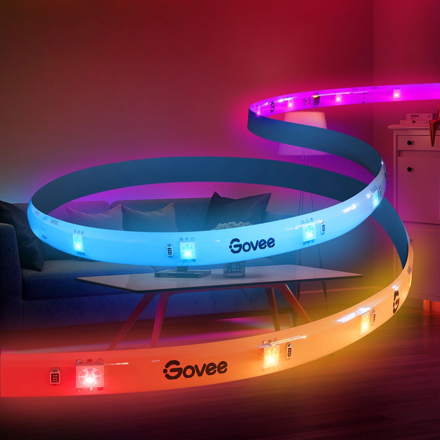 9.8Ft Wi-Fi RGBIC LED Strip Lights - Smart App Control, Voice Activation, Music Sync & DIY Color Changing for Bedroom Ambiance