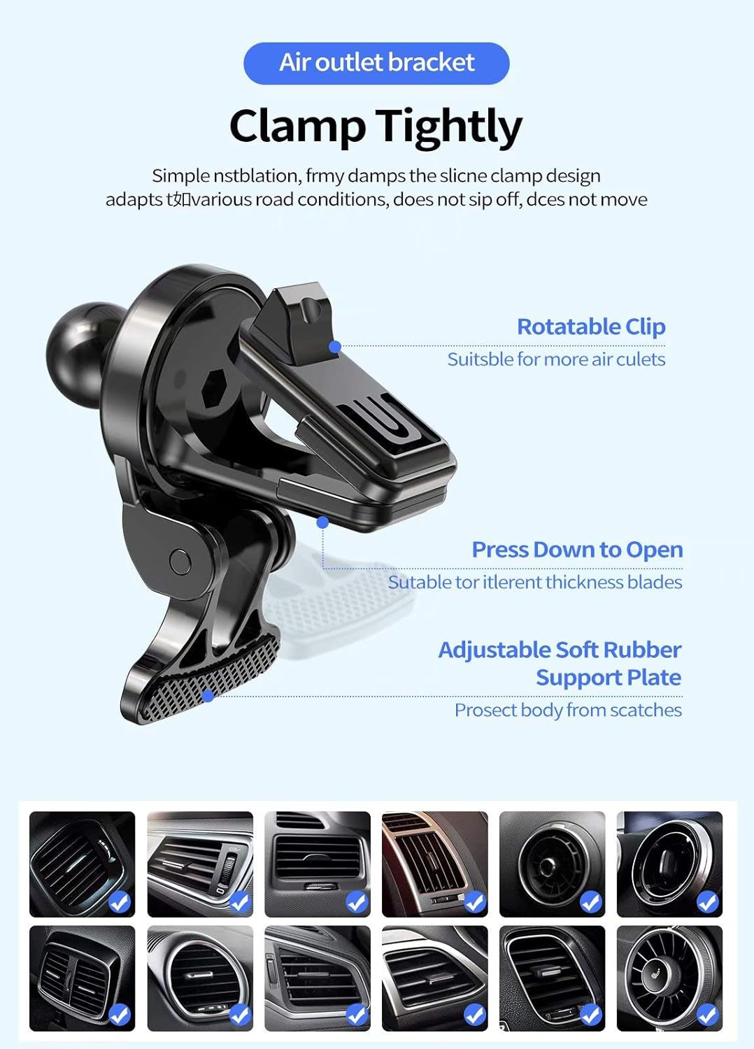 Wireless Car Charger 15W Qi Fast Charger and Air Vent Phone Holder Auto Clamping Wireless Car Charger Mount Compatible for Iphone 12/11/XR, Samsung S20/S10, and Any QI Cell Phone(Black)