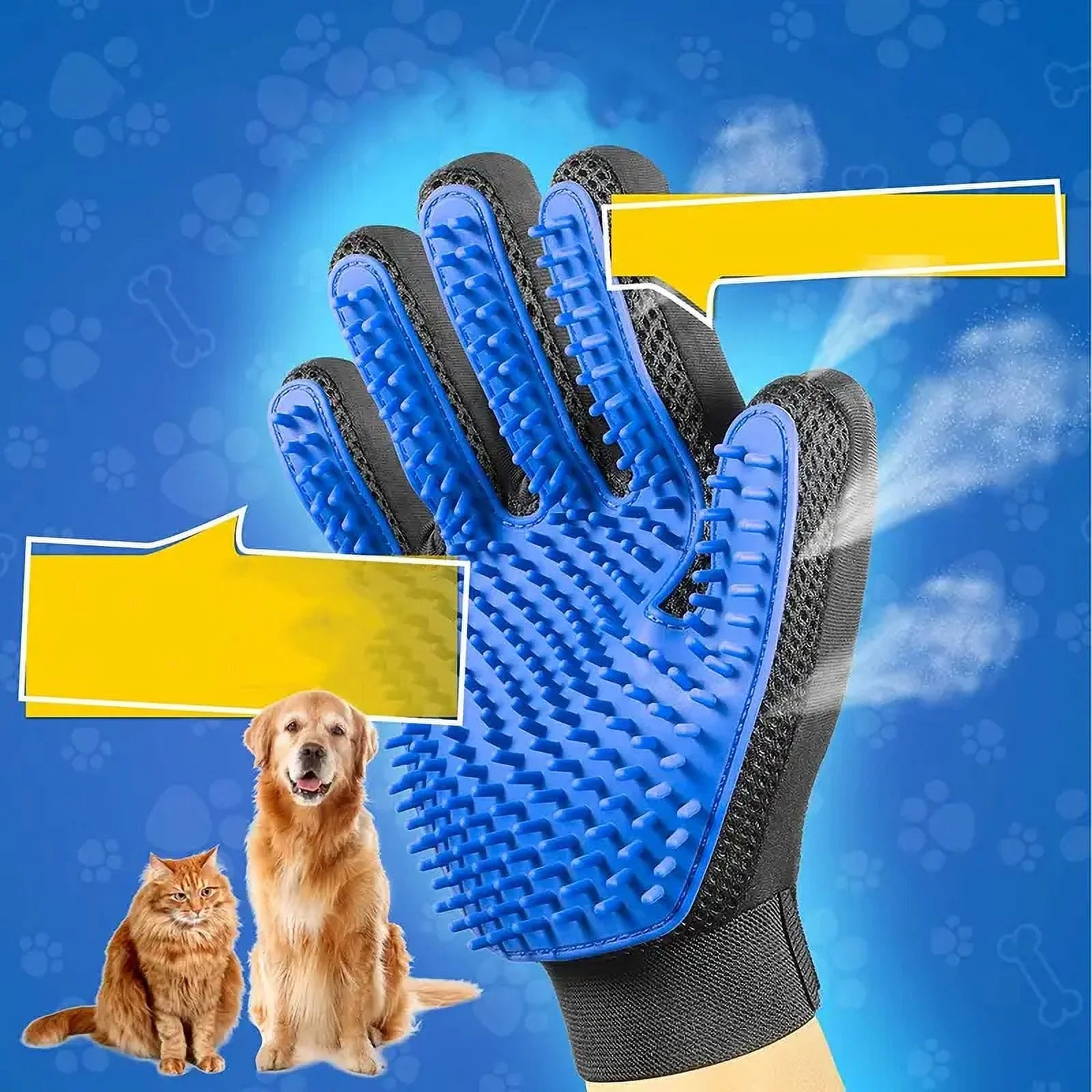 Gentle Pet Grooming Gloves - Effective Dog & Cat Hair Remover